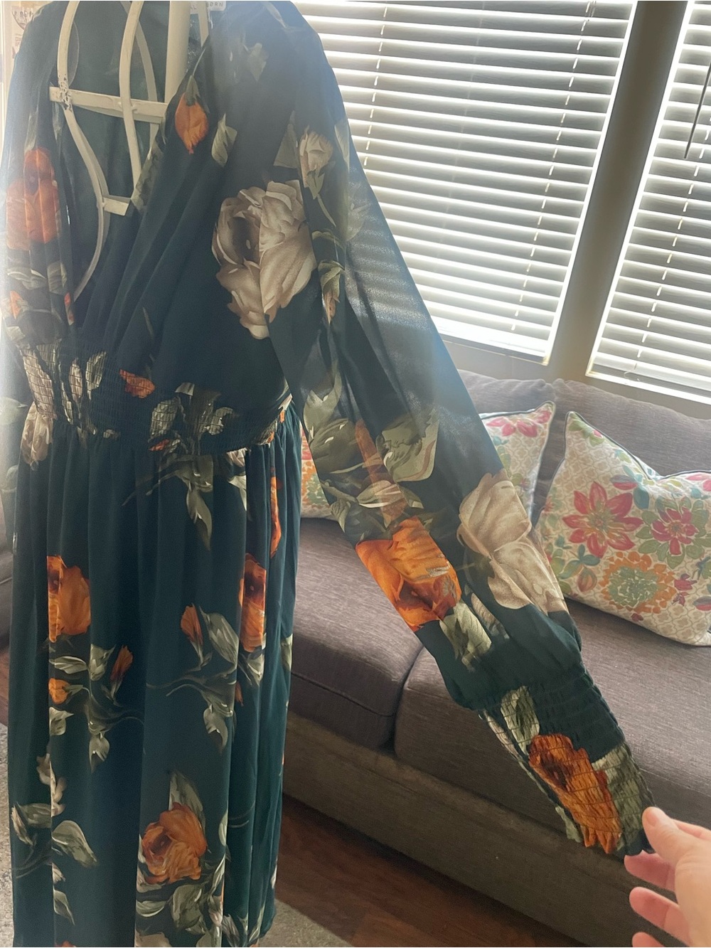Baltic Born Teal Floral Maxi Dress with Orange Accents - Picture 4 of 8